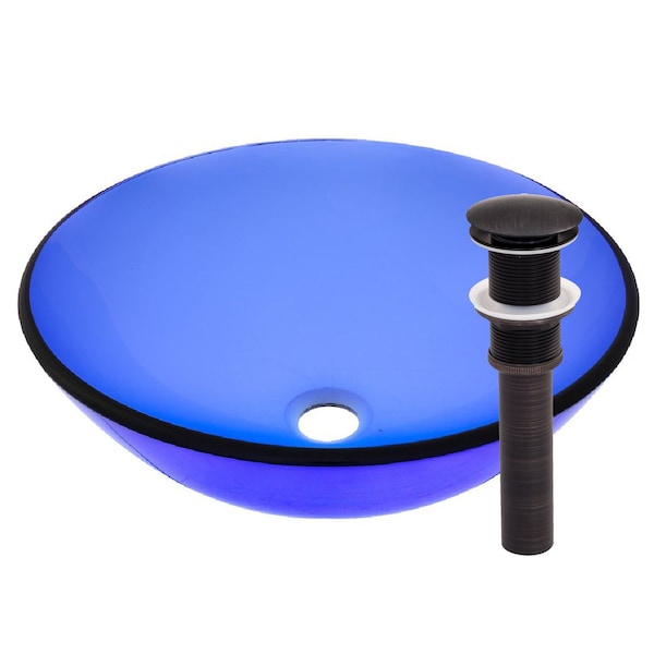 Novatto BLU Glass Vessel Bathroom Sink Set, Oil Rubbed Bronze TIG-8025ORB - main